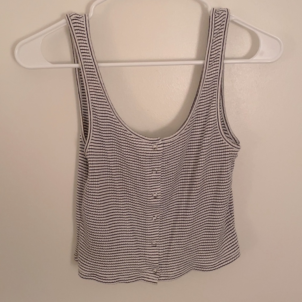 Blue and White Striped Crop Top